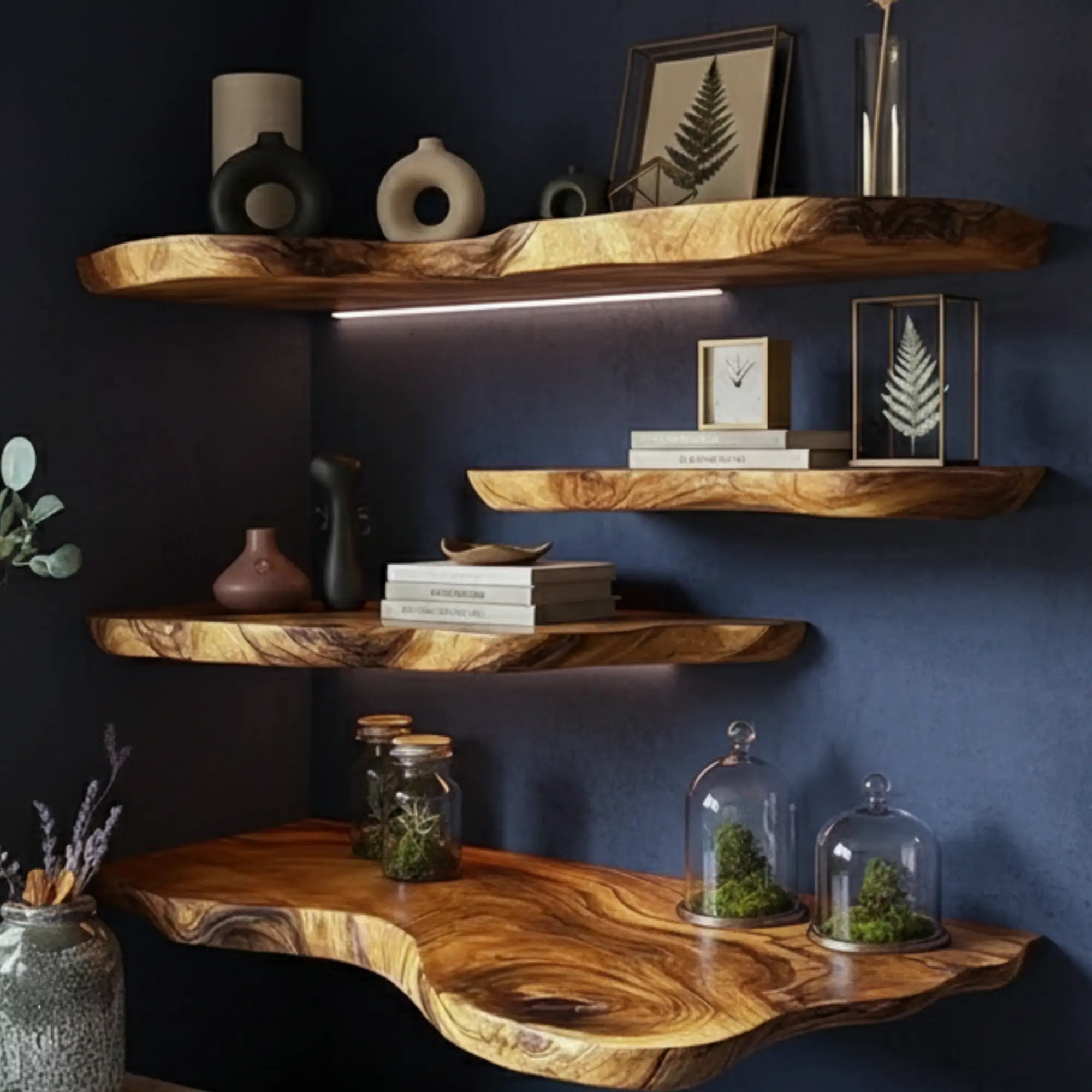 Rustic Live Edge Floating Shelves  Decor Office Gift CTIFL25012