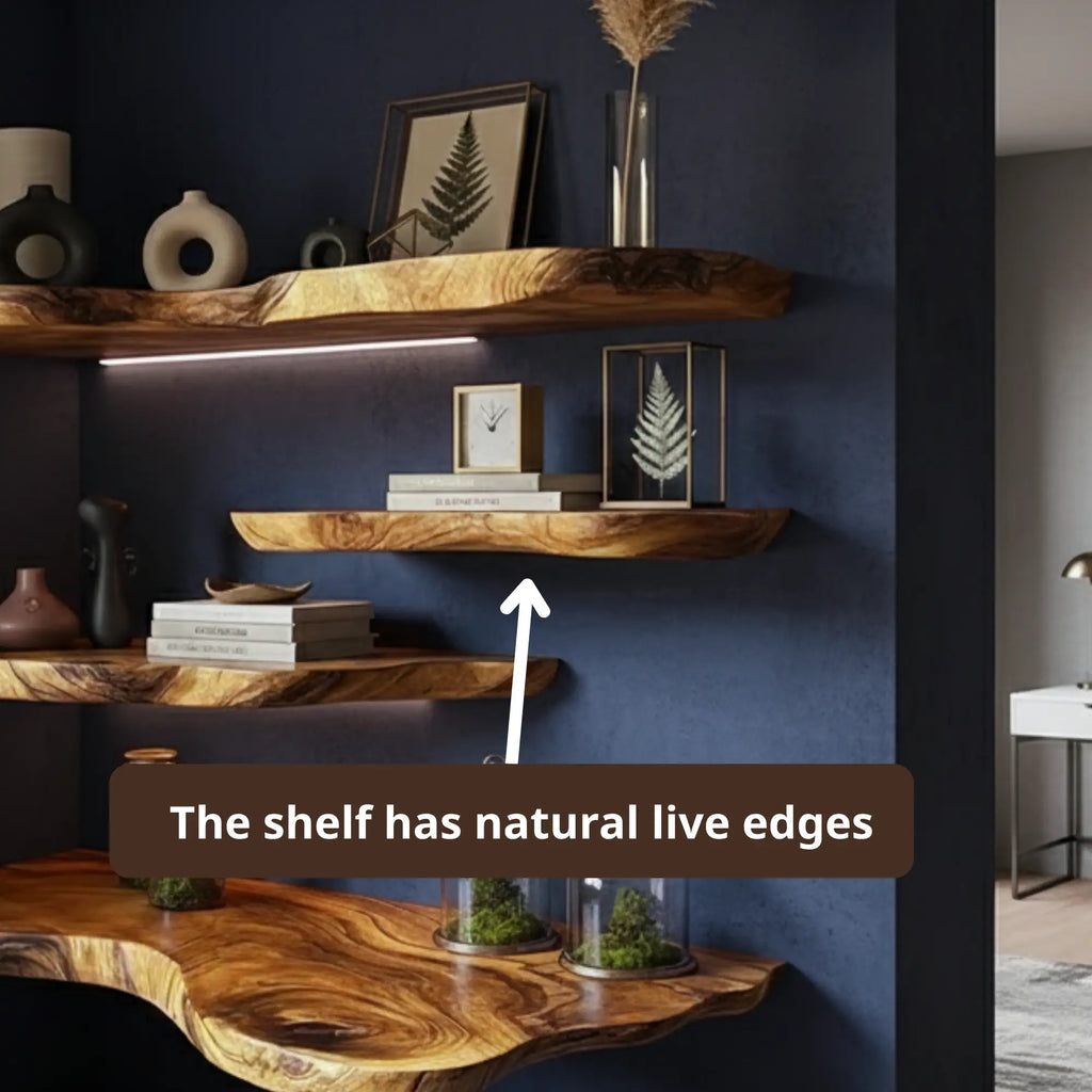 Rustic Live Edge Floating Shelves  Decor Office Gift CTIFL25012