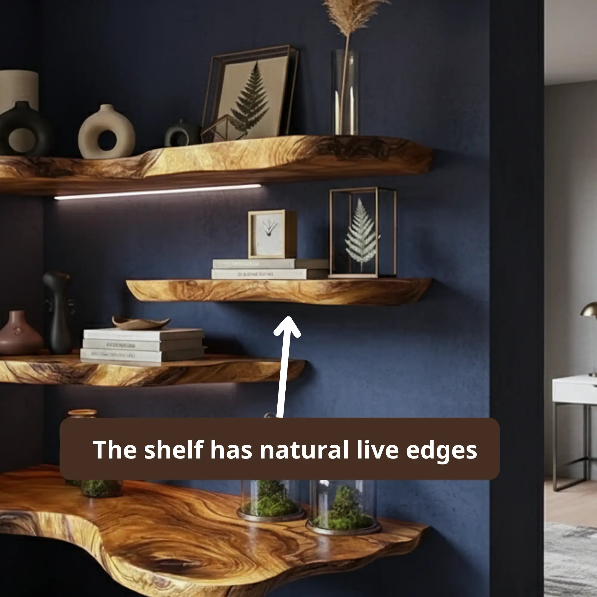 Rustic Live Edge Floating Shelves  Decor Office Gift CTIFL25012