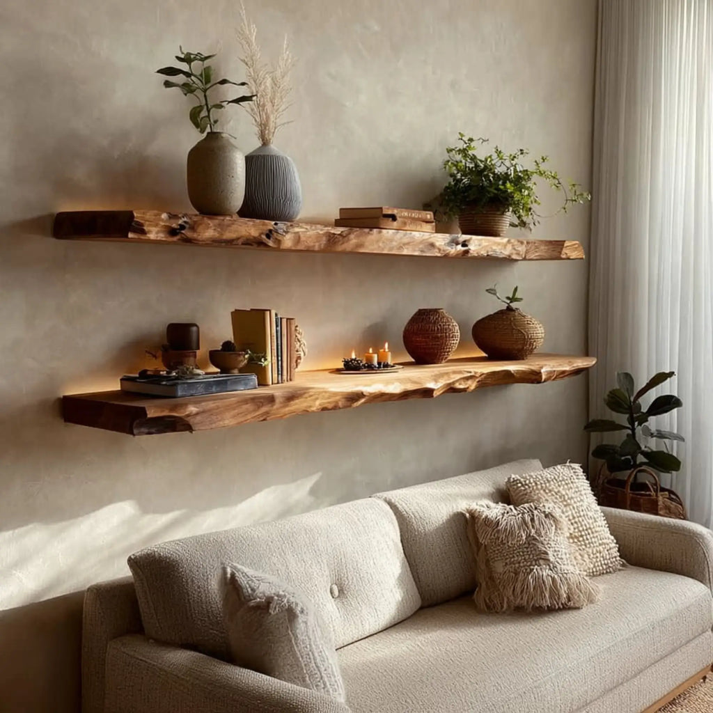 Rustic Live Edge Floating TV Shelves Living Room CTIFL25014