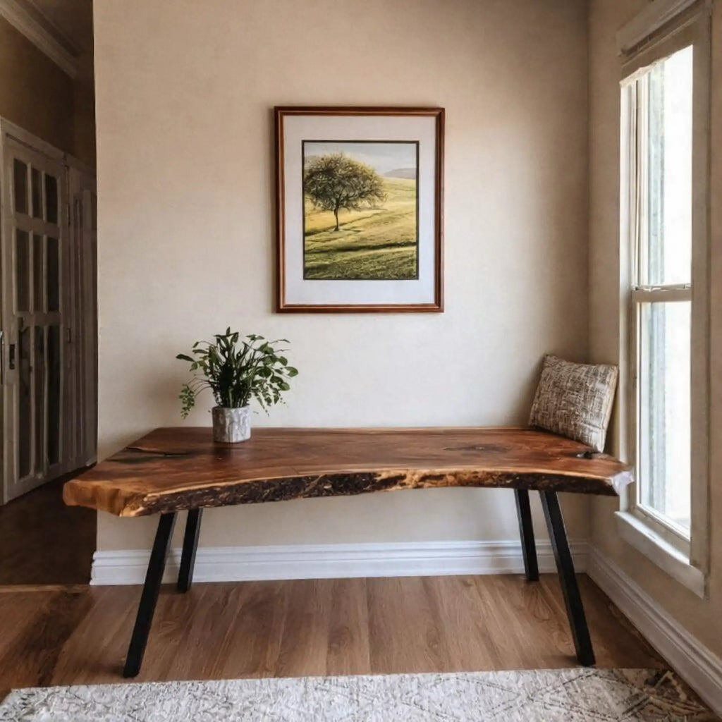 Rustic Live Edge Suar Wood Console Table CTICS25001