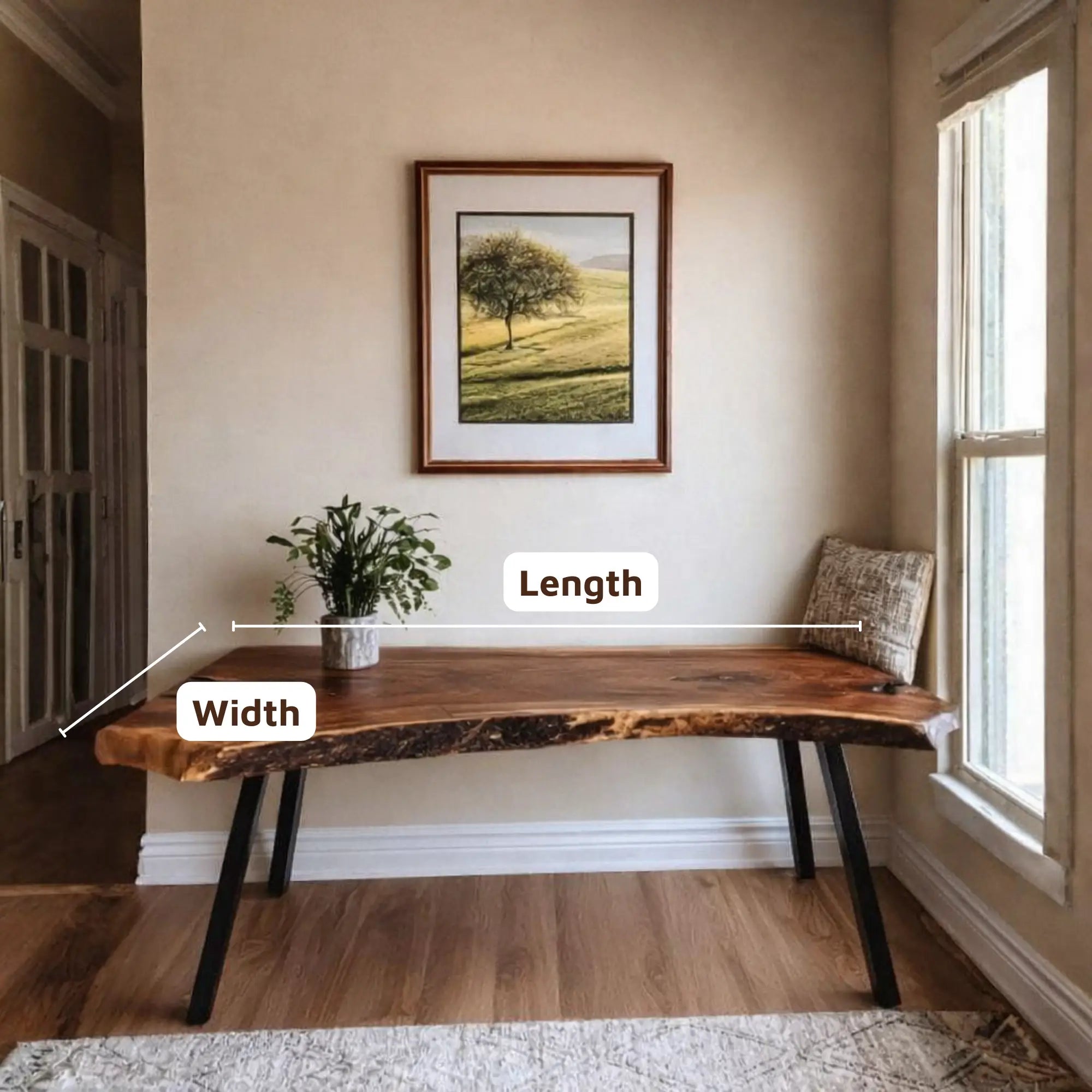 Rustic Live Edge Suar Wood Console Table CTICS25001