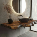 Rustic Live Edge Wood Vanity Top Natural Wavy Edge Bathroom Floating Shelf CTIBRV25003