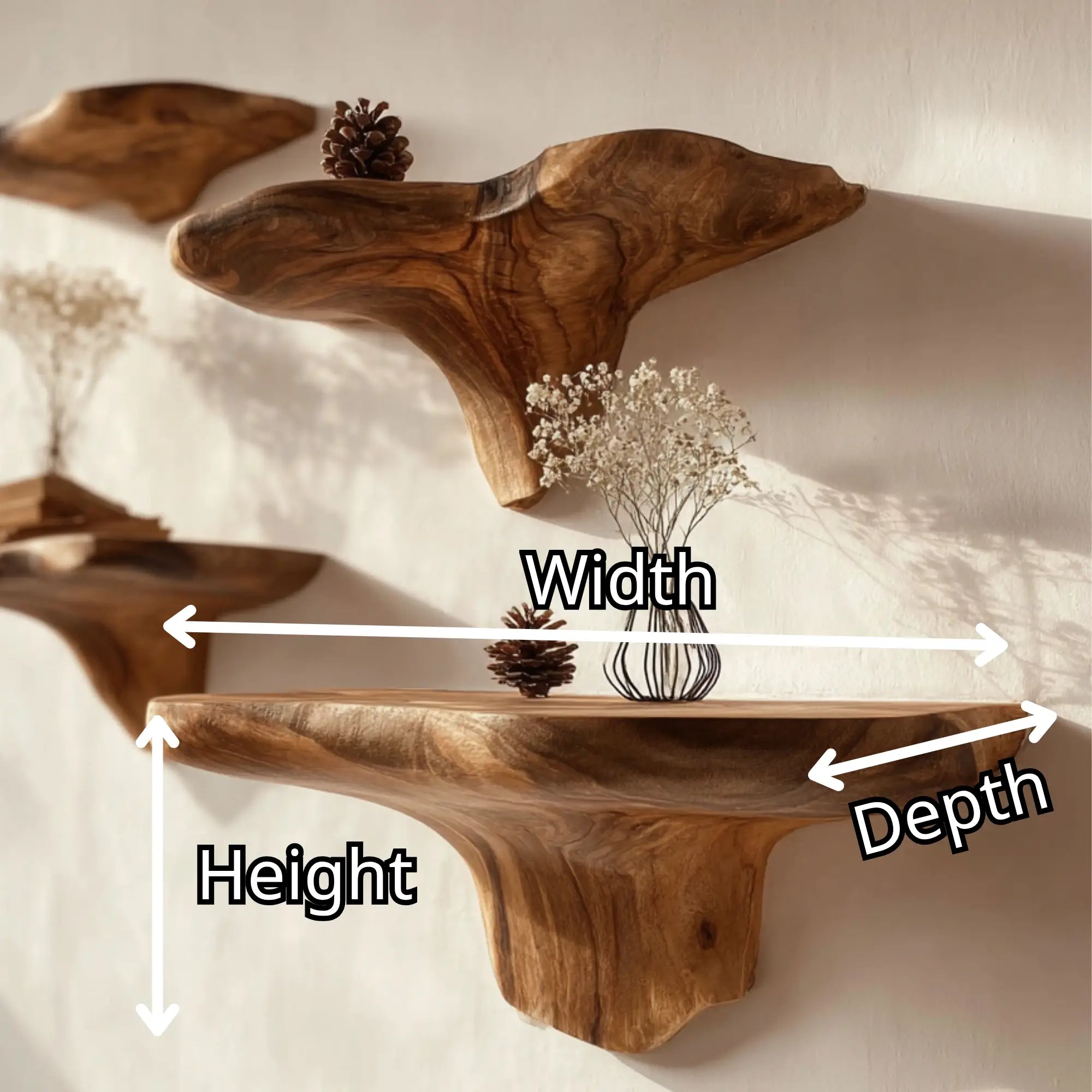 Rustic Wavy Live Edge Floating Shelf CTIMR25001