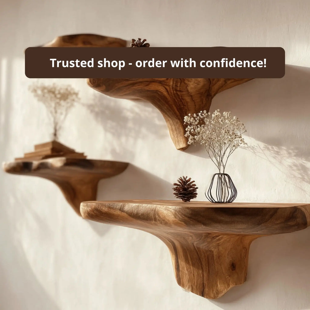 Rustic Wavy Live Edge Floating Shelf CTIMR25001
