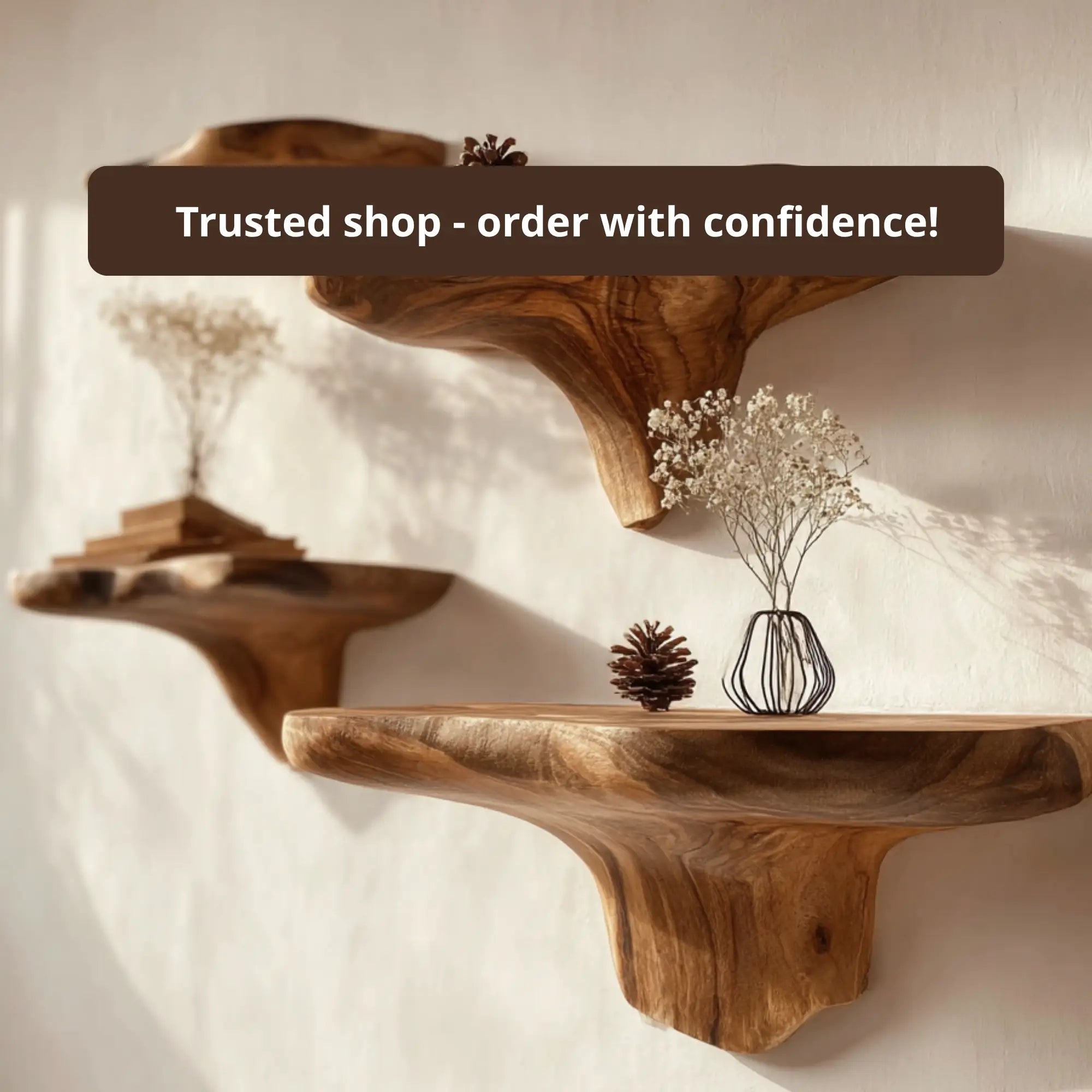 Rustic Wavy Live Edge Floating Shelf CTIMR25001