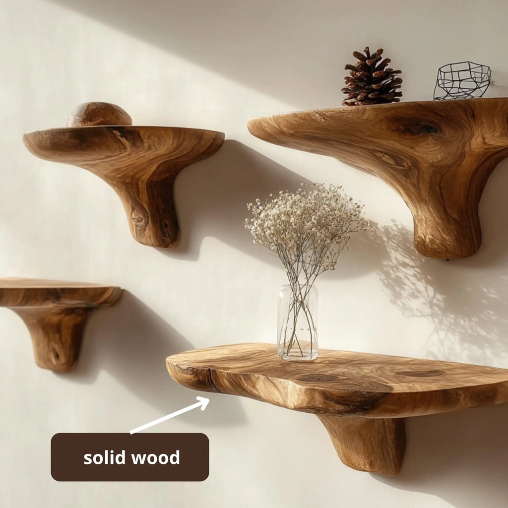 Rustic Wavy Live Edge Floating Shelf CTIMR25001