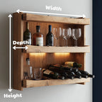 Rustic Wood Wall Mounted Wine Bar Shelf CTIBAR25004