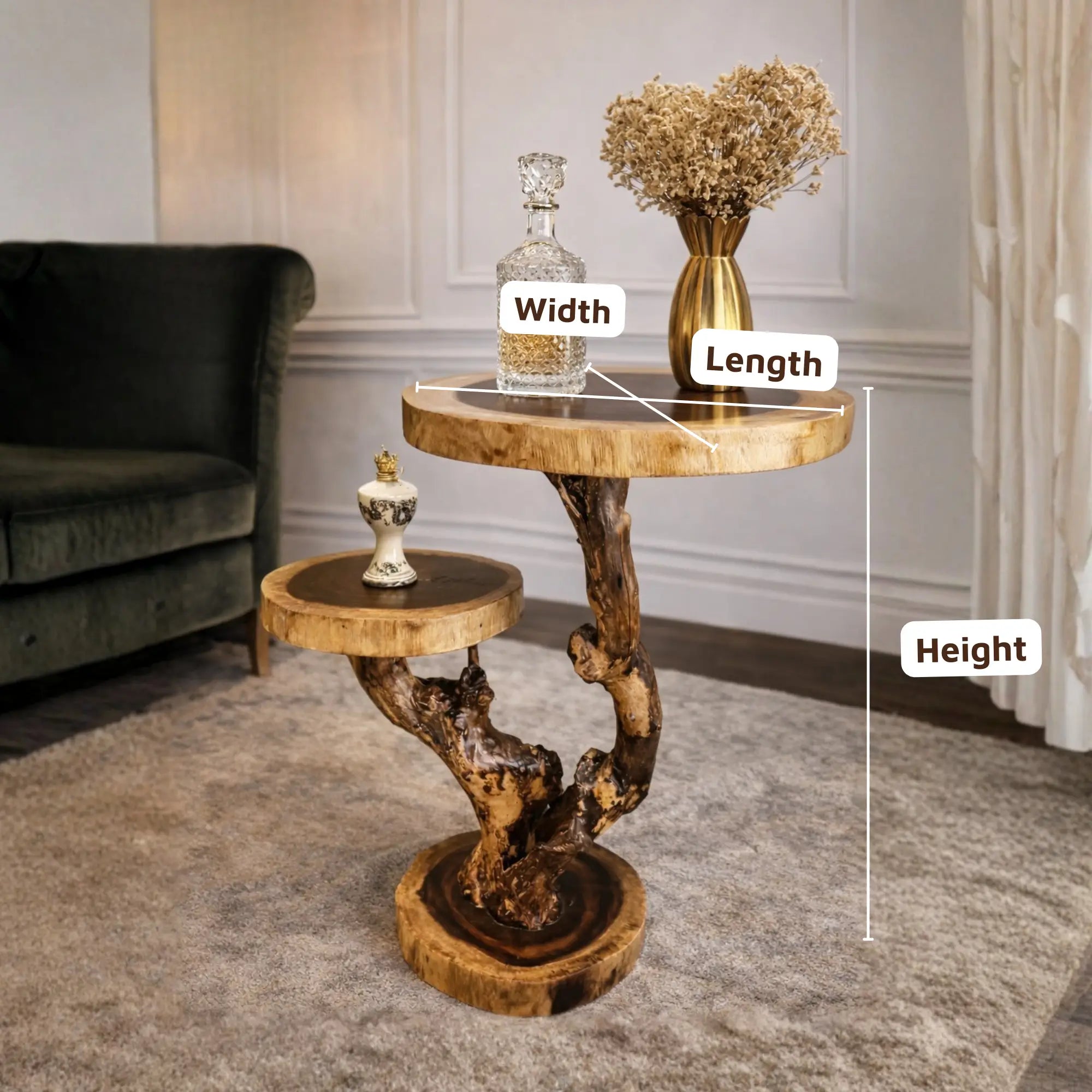 Rustic Wooden Side Table for Living Room Decor CTIEN25002