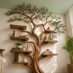 Sculptural Solid Wood Tree Bookshelf with Curved Branches CTITB25004