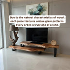 Solid Wood Staggered 2 Tier Console TV Stand for Living Room CTITV25003