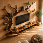 Solid Wood Tree Bookshelf with TV Entertainment Center CTITB25008