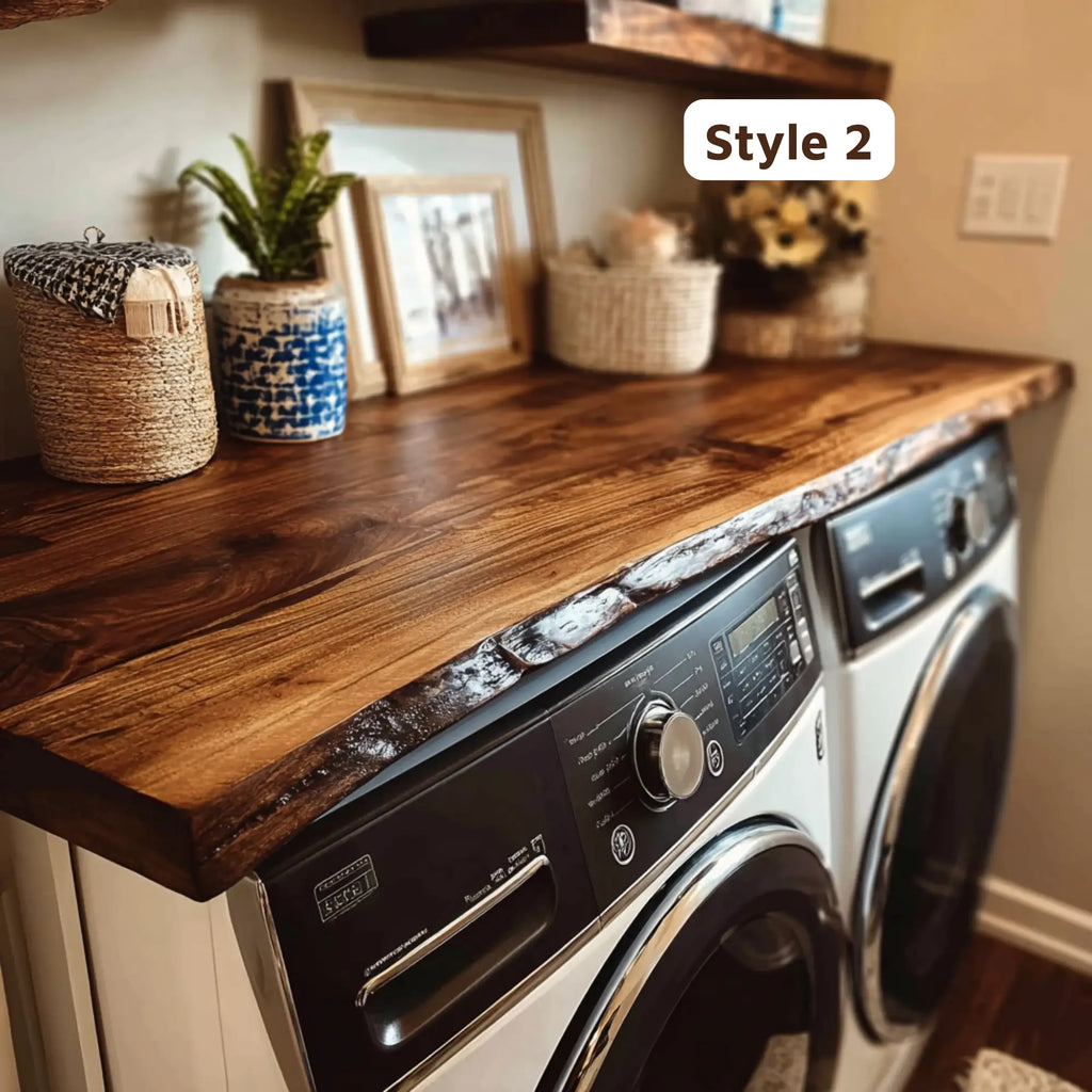 Solid Wood Washer & Dryer Countertop Natural Live Edge Laundry Top CTIBRV25004