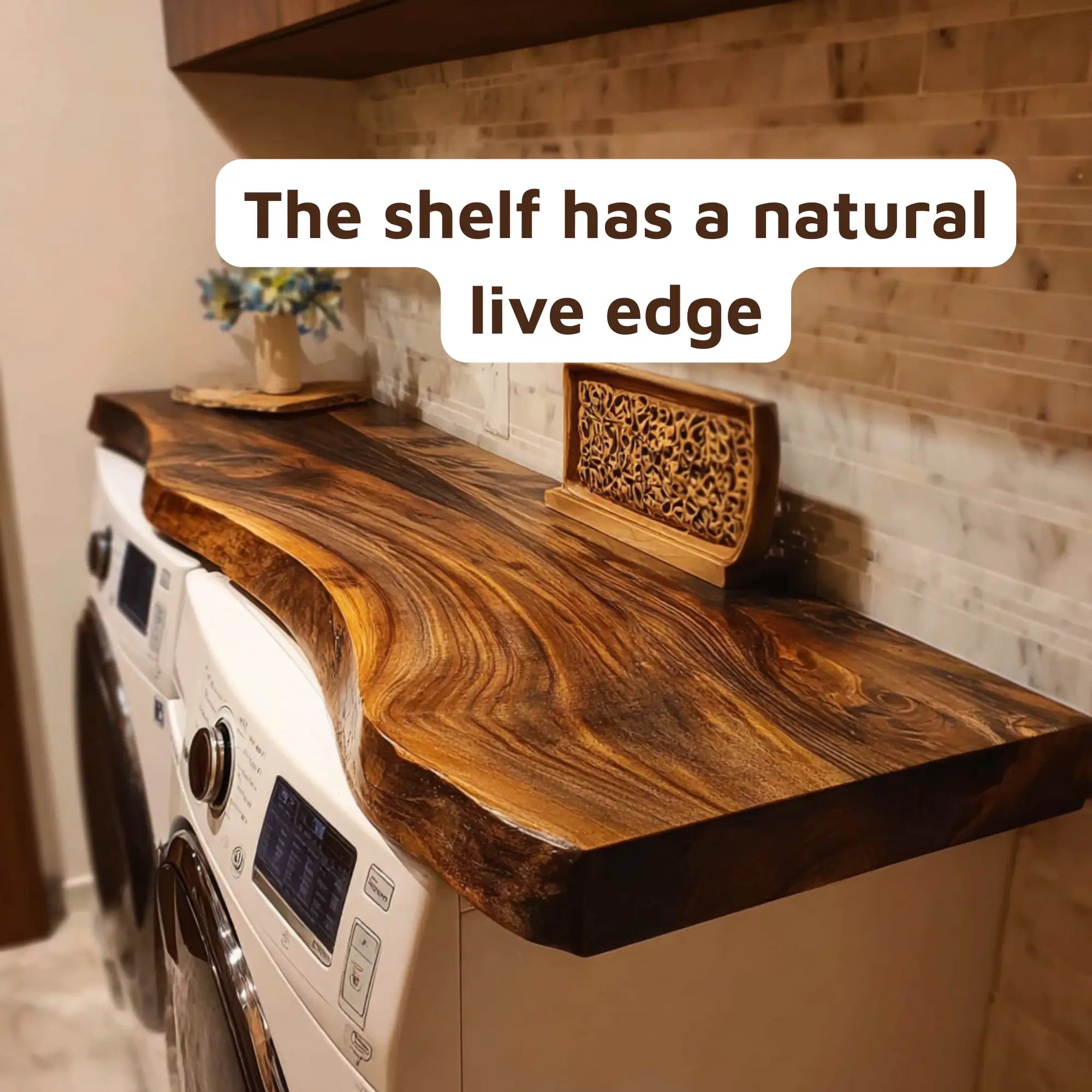 Solid Wood Washer & Dryer Countertop Natural Live Edge Laundry Top CTIBRV25004