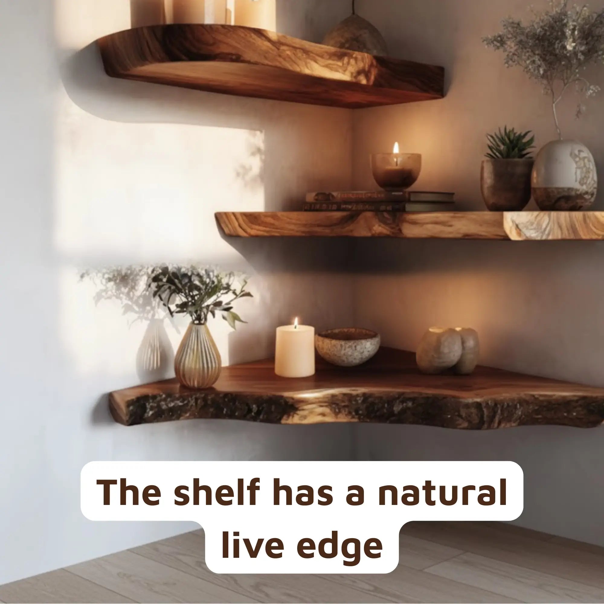 Vintage Rustic Natural Wood Corner Shelf CTICN25010