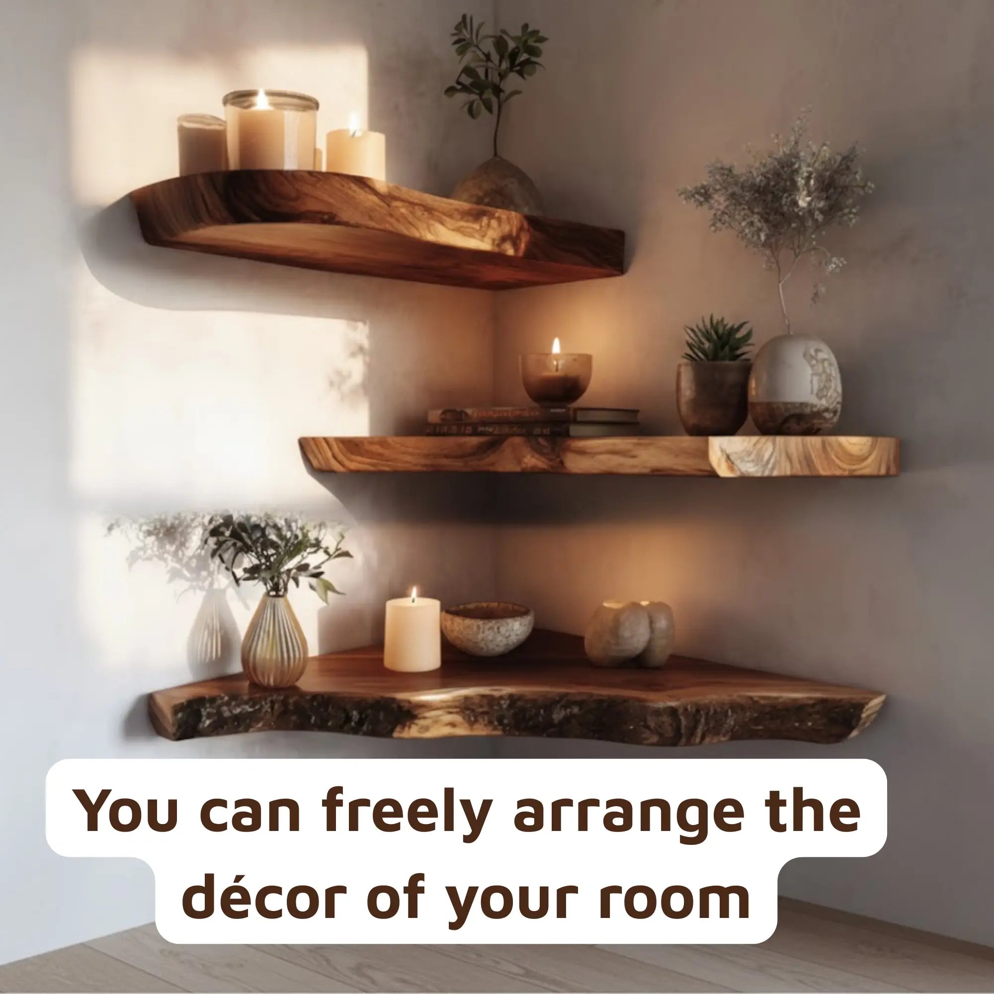 Vintage Rustic Natural Wood Corner Shelf CTICN25010