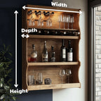 Vintage Rustic Wood Wall Mounted Wine Bar Shelf Cabinet CTIBAR25005