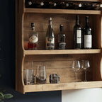 Vintage Rustic Wood Wall Mounted Wine Bar Shelf Cabinet CTIBAR25005
