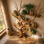 Wall Mounted Wooden Tree Bookcase with Floating Shelves CTITB25006