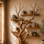 Wall Mounted Wooden Tree Bookcase with Floating Shelves CTITB25006