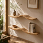 Wavy Wooden Floating Shelves Living Room For New Year CTIWV25003