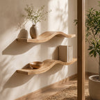 Wavy Wooden Floating Shelves Living Room For New Year CTIWV25003