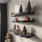 Black Live Edge Wall Floating Shelves for Christmas Decor CTIFL25007