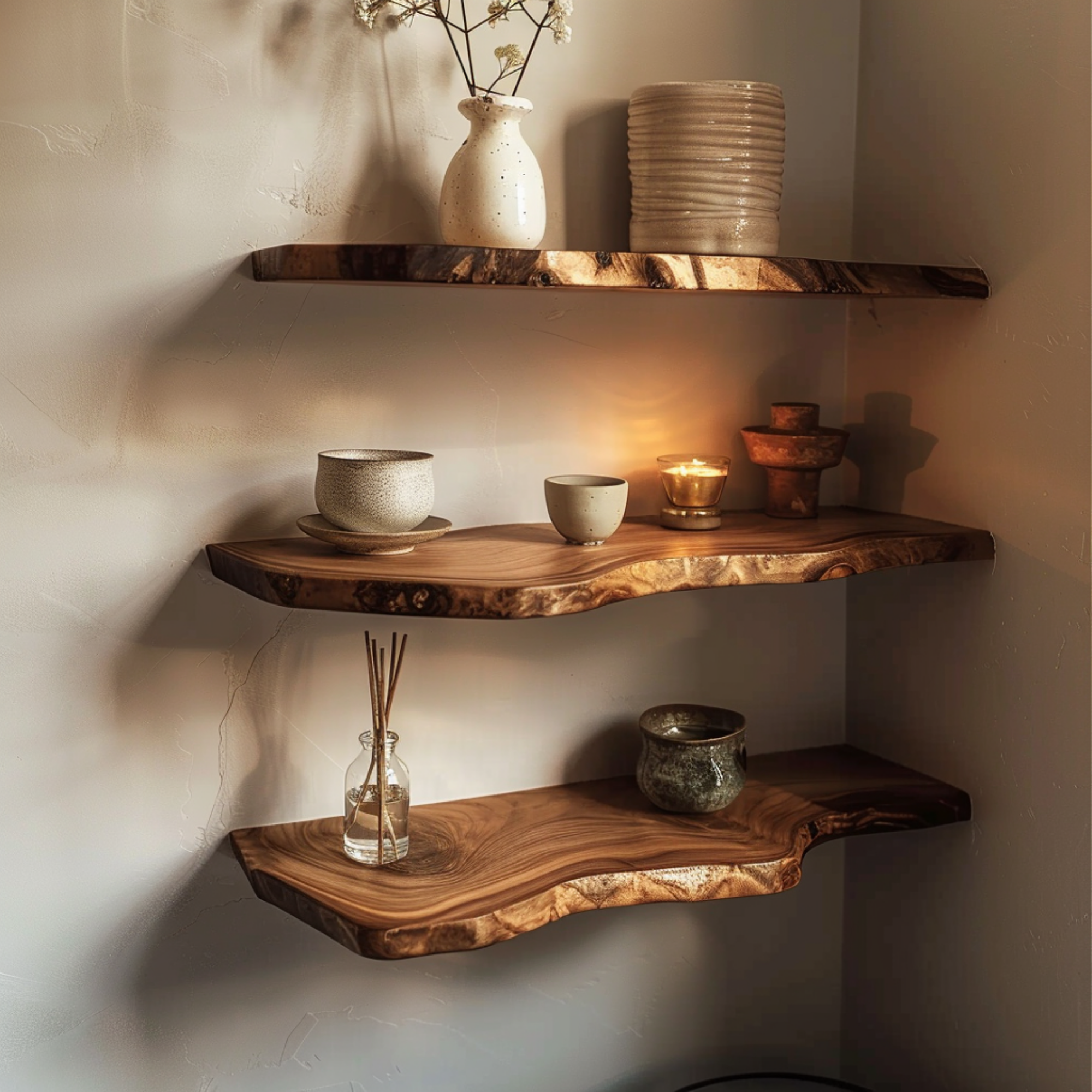 Rustic Monkeypod Floating Shelves CTIFL25006