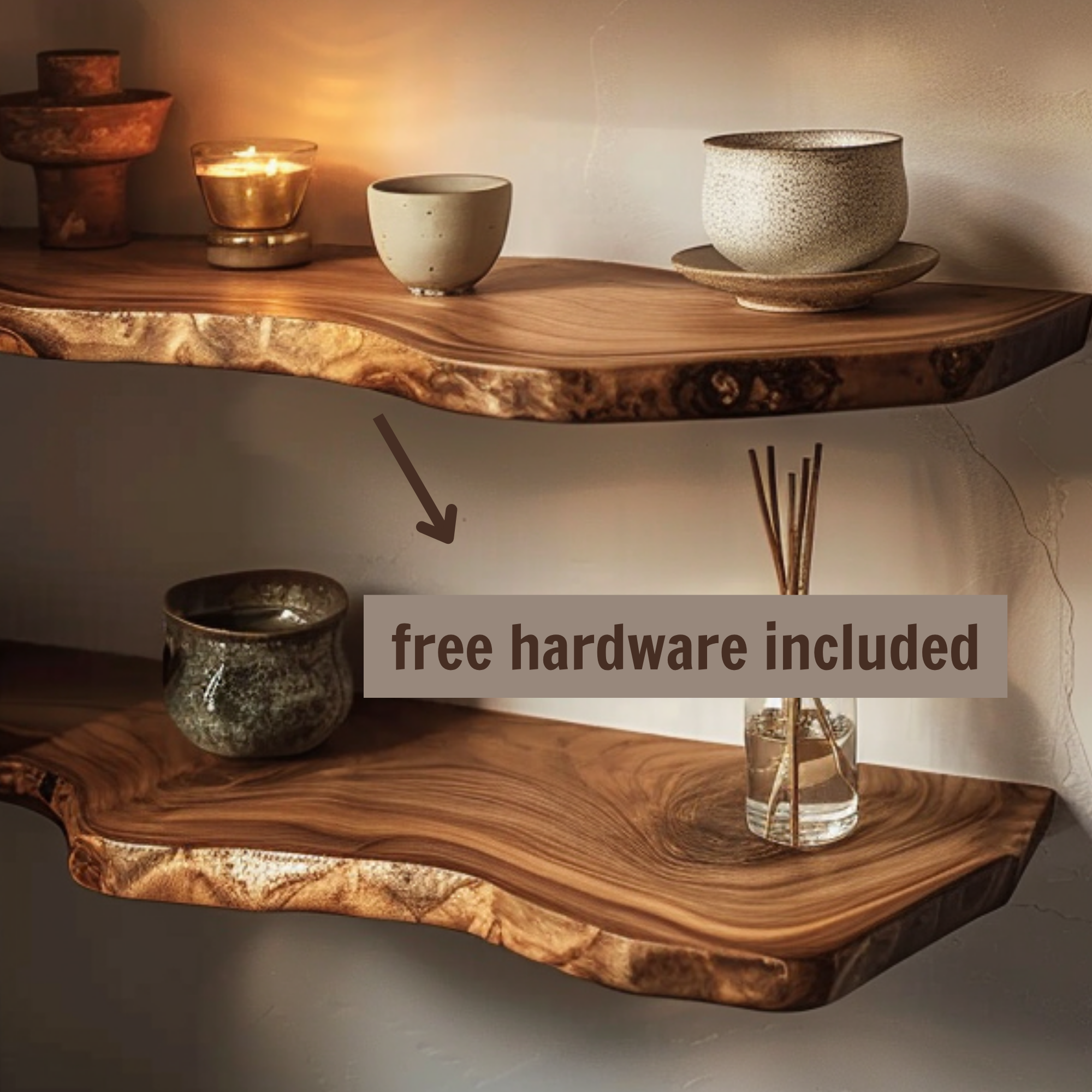 Rustic Monkeypod Floating Shelves CTIFL25006