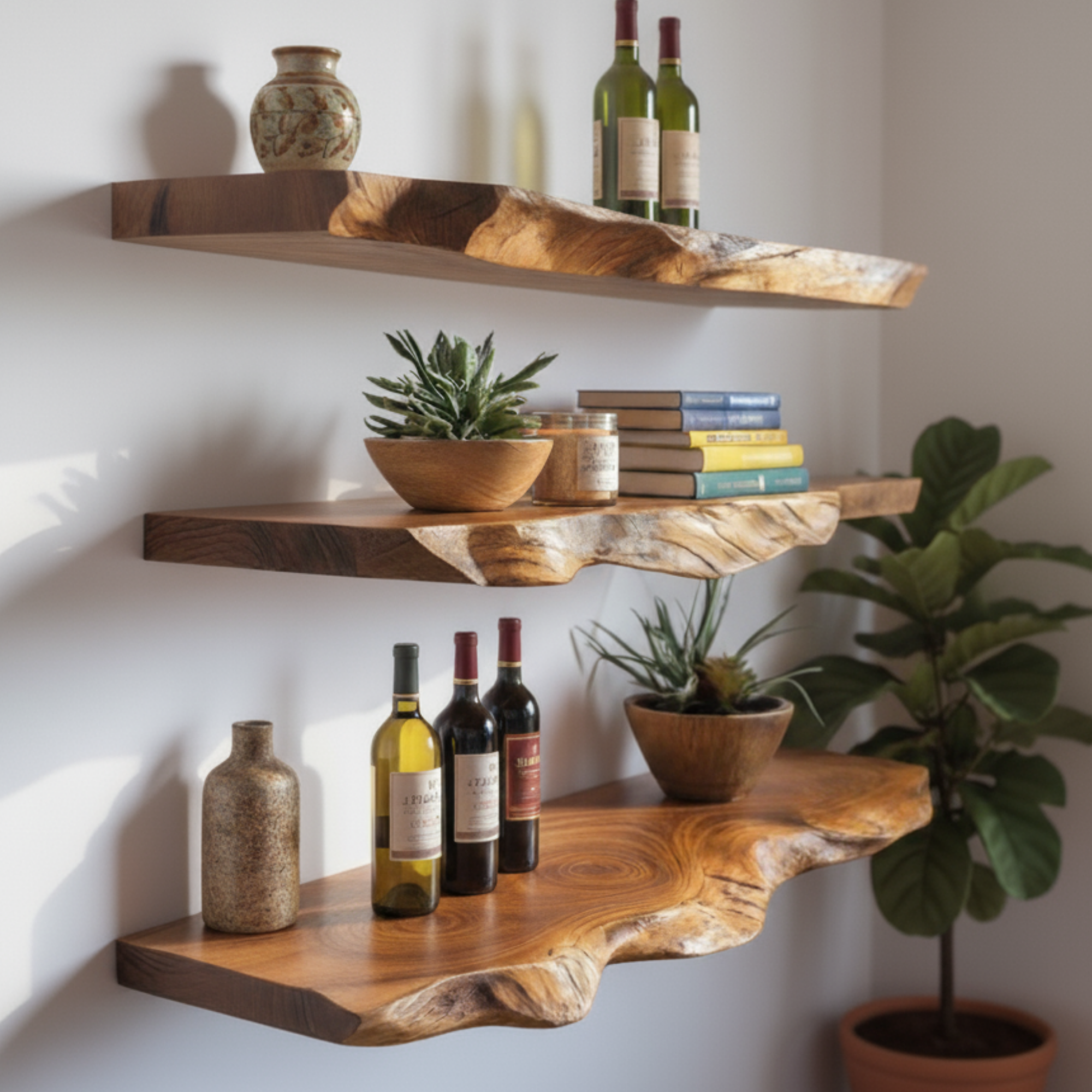 Handmade Live Edge Natural Floating Shelves CTIFL25009