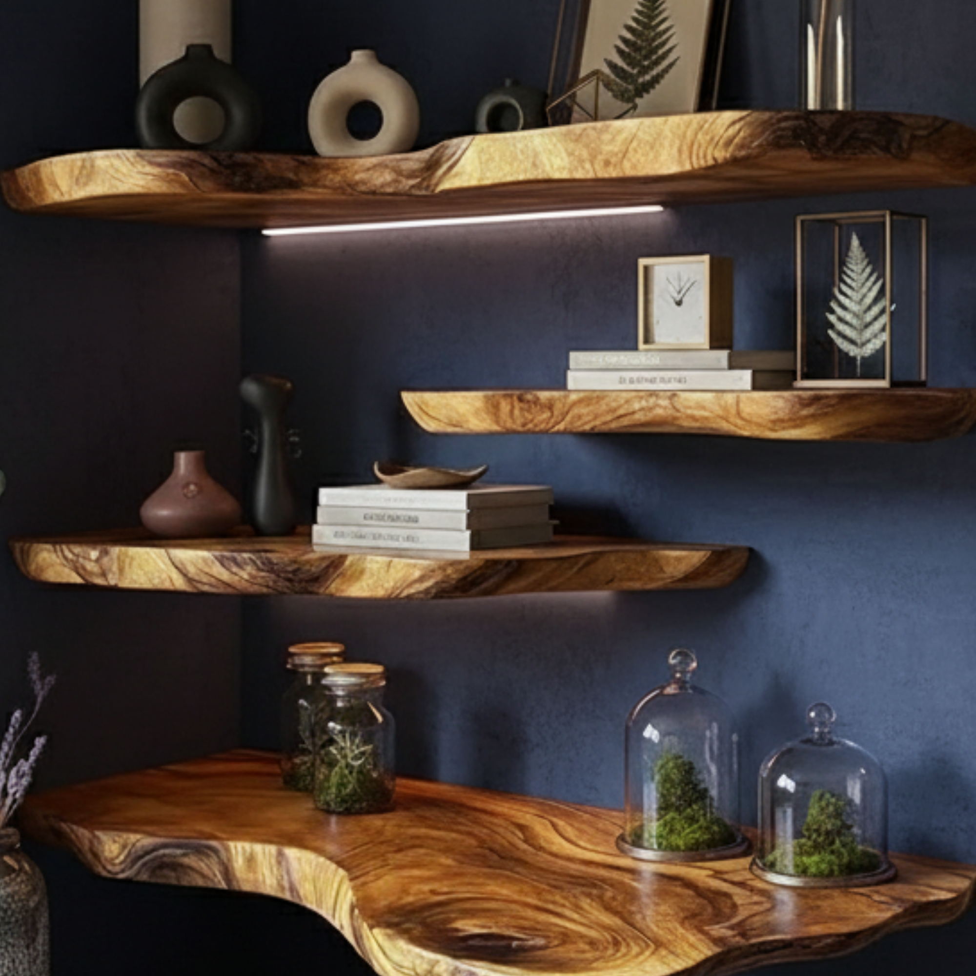 Rustic Live Edge Floating Shelves Decor Office Gift CTIFL25012 - Image 4