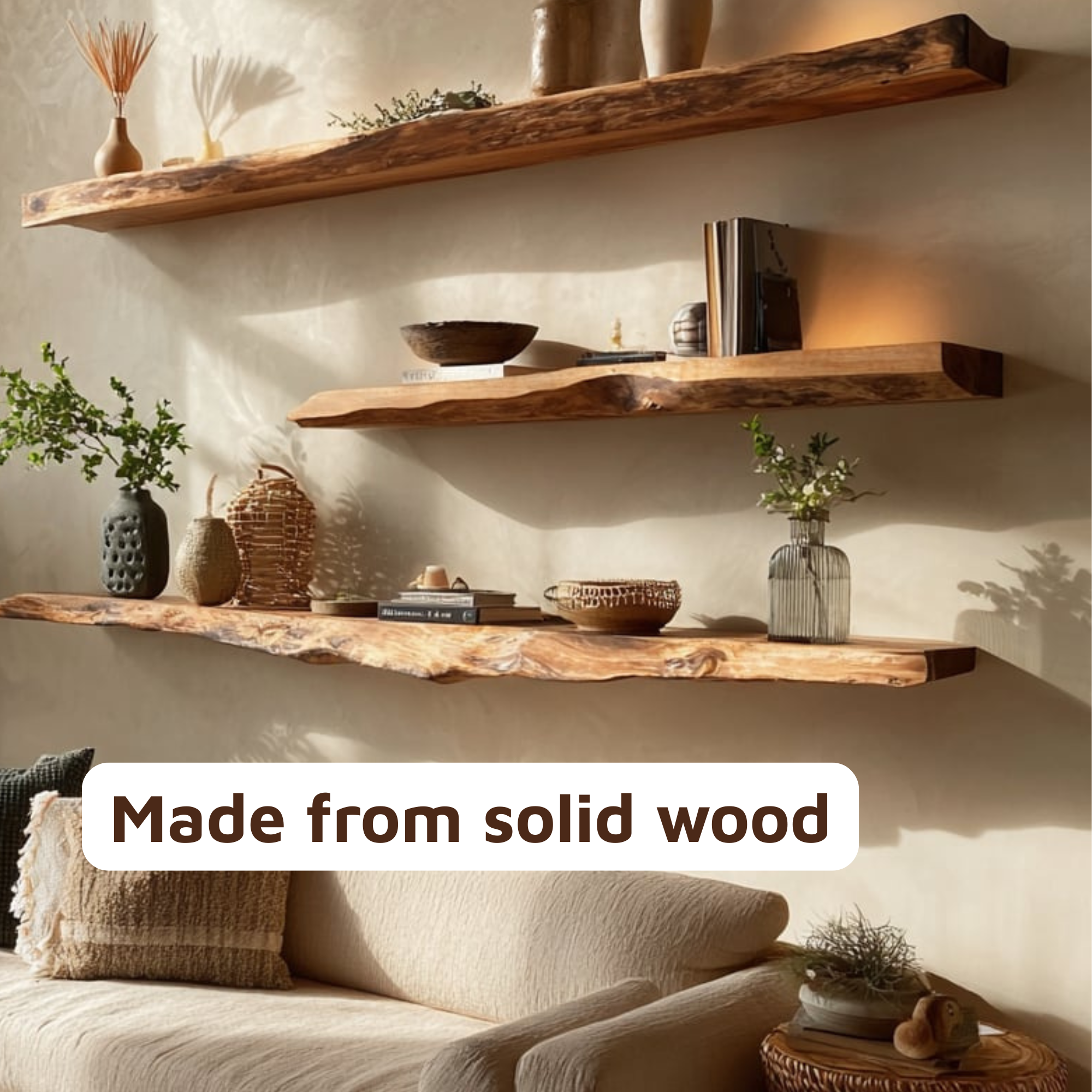 Handcrafted Wooden Floating Shelves TV Stand Living Room CTIFL25013