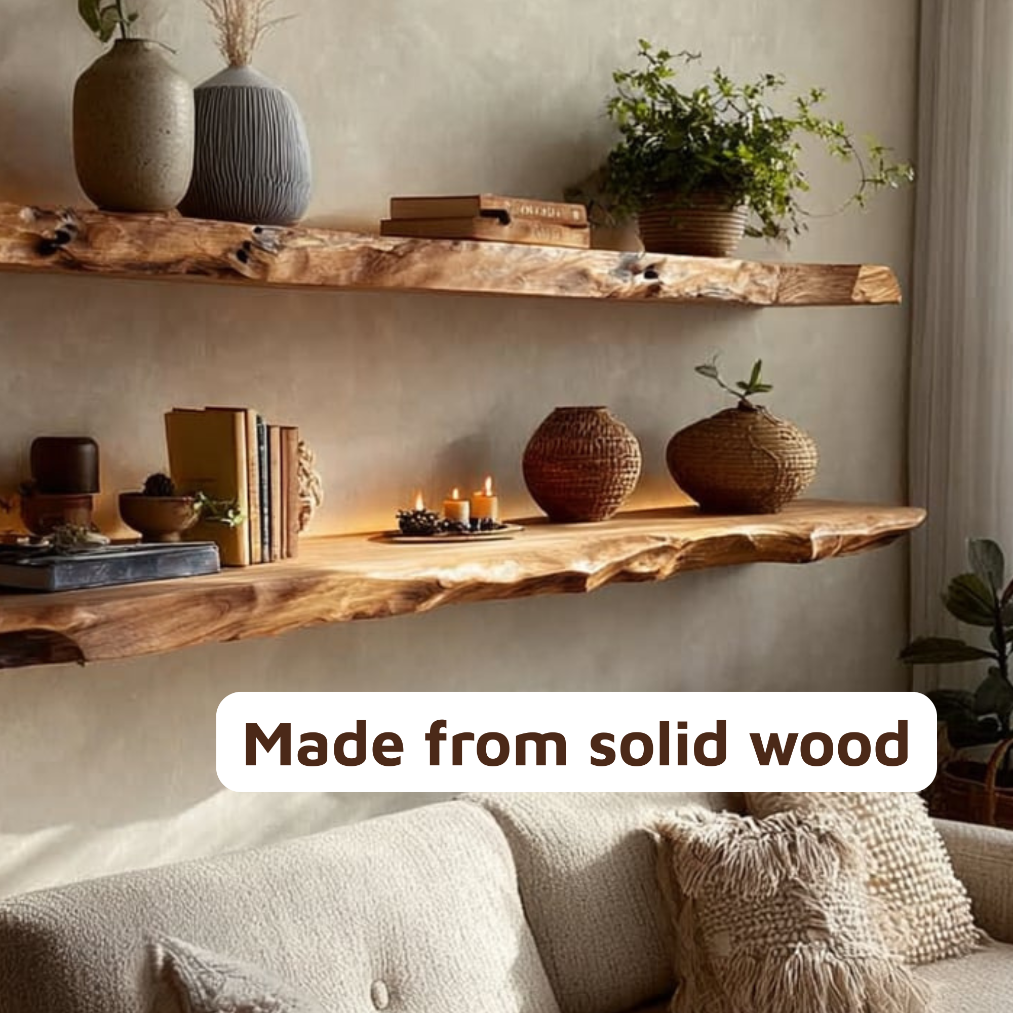 Rustic Live Edge Floating TV Shelves Living Room CTIFL25014