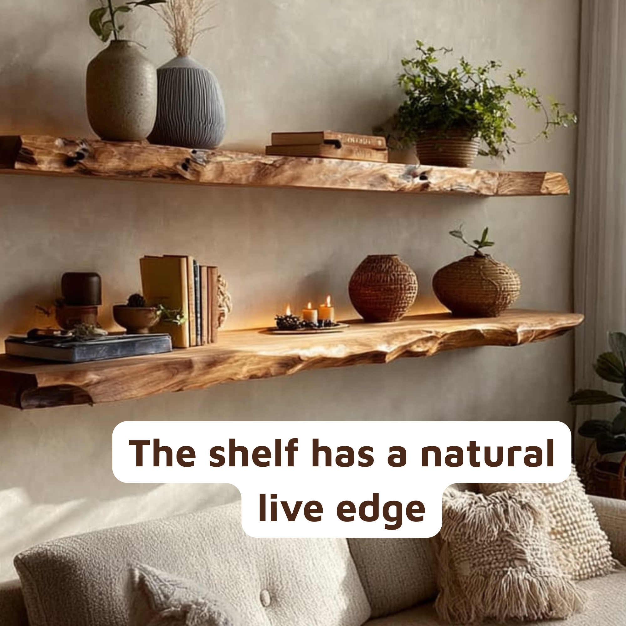 Rustic Live Edge Floating TV Shelves Living Room CTIFL25014