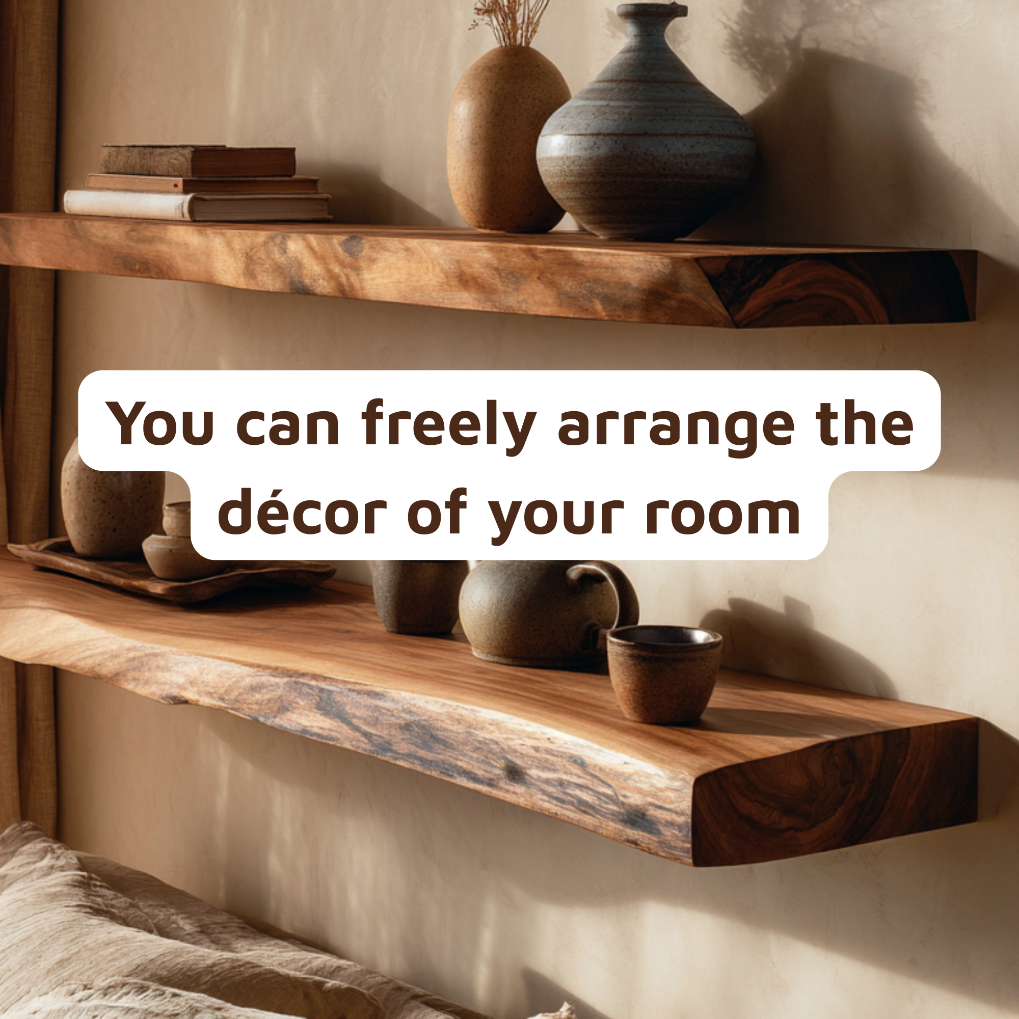 Rustic Floating Nightstand Live Edge Bedside Shelves CTIFL25015 - Image 4