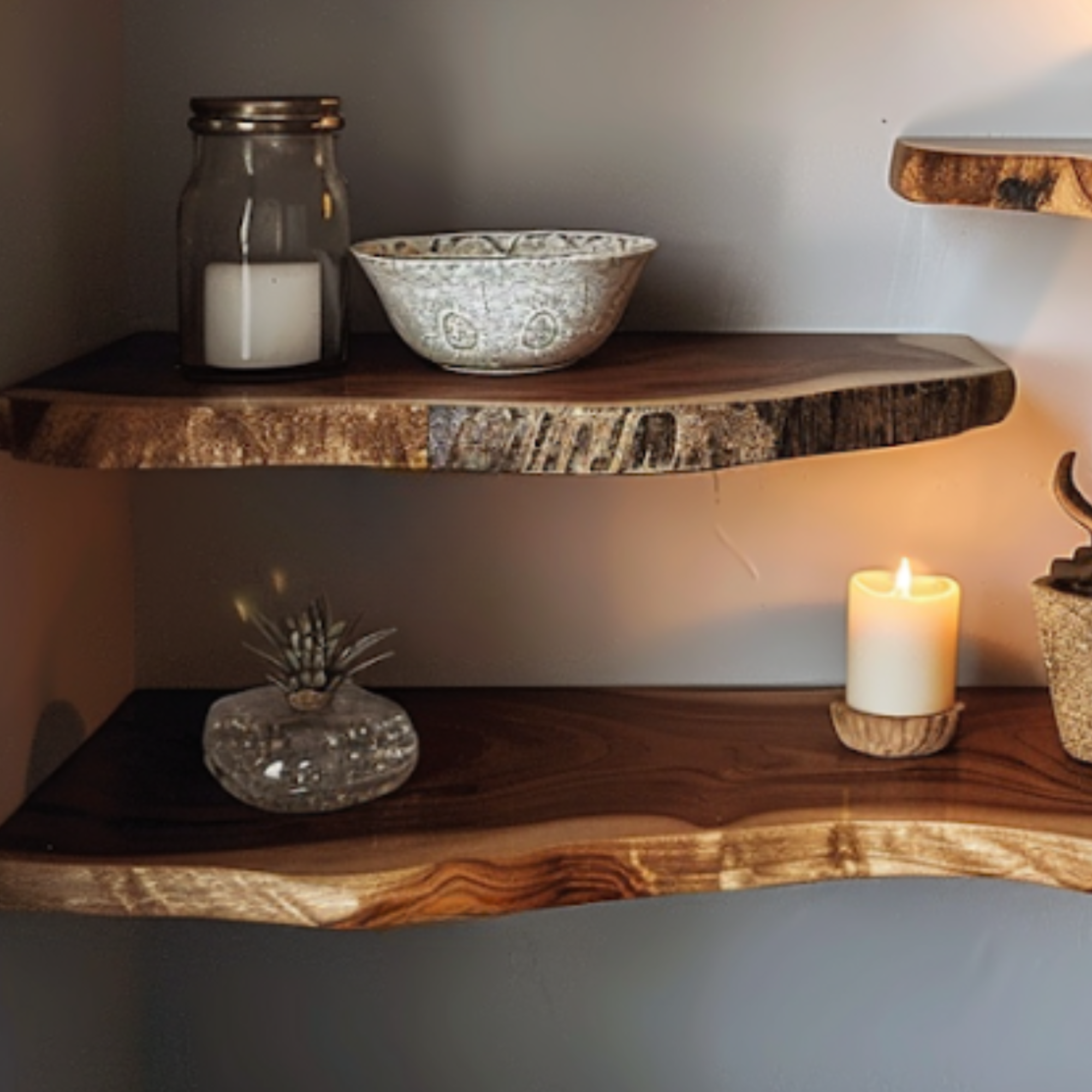 Rustic Live Edge Floating Shelves CTIFL25004