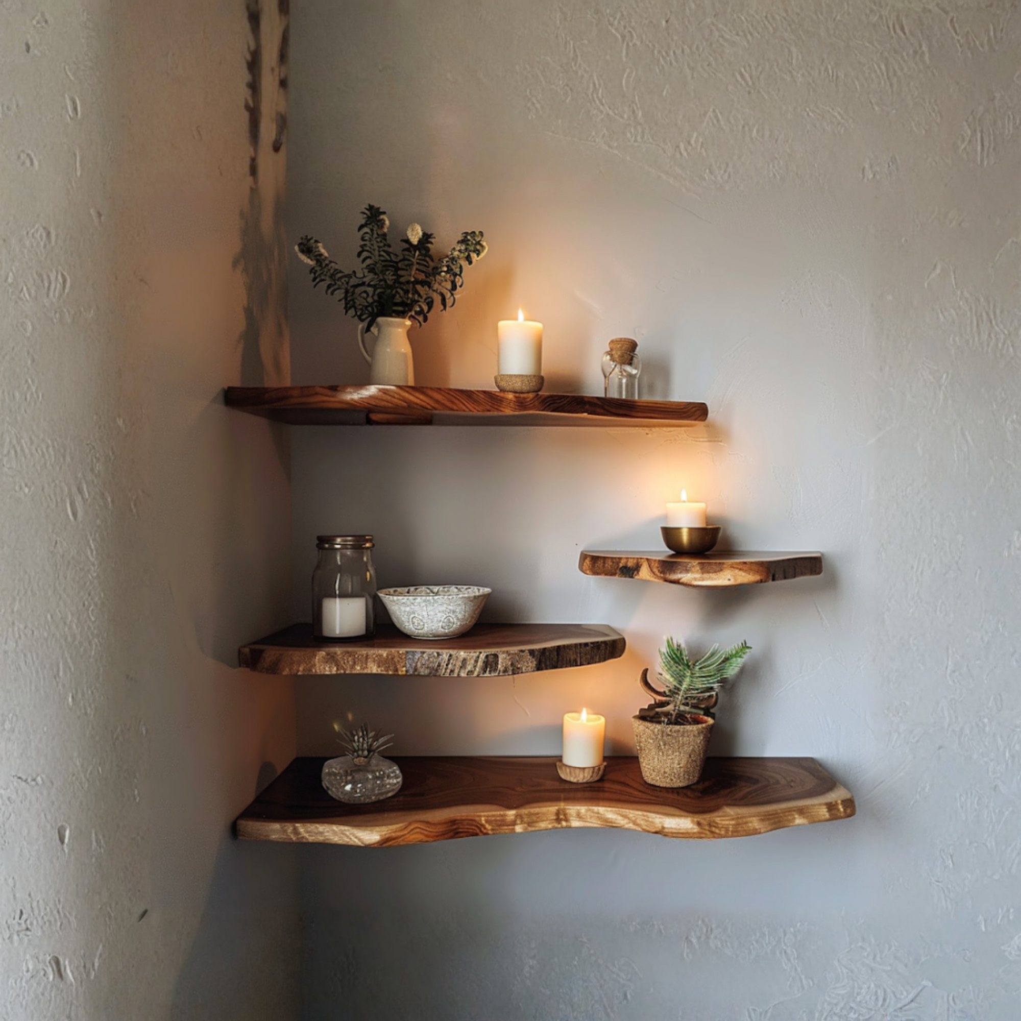 Rustic Live Edge Floating Shelves CTIFL25004