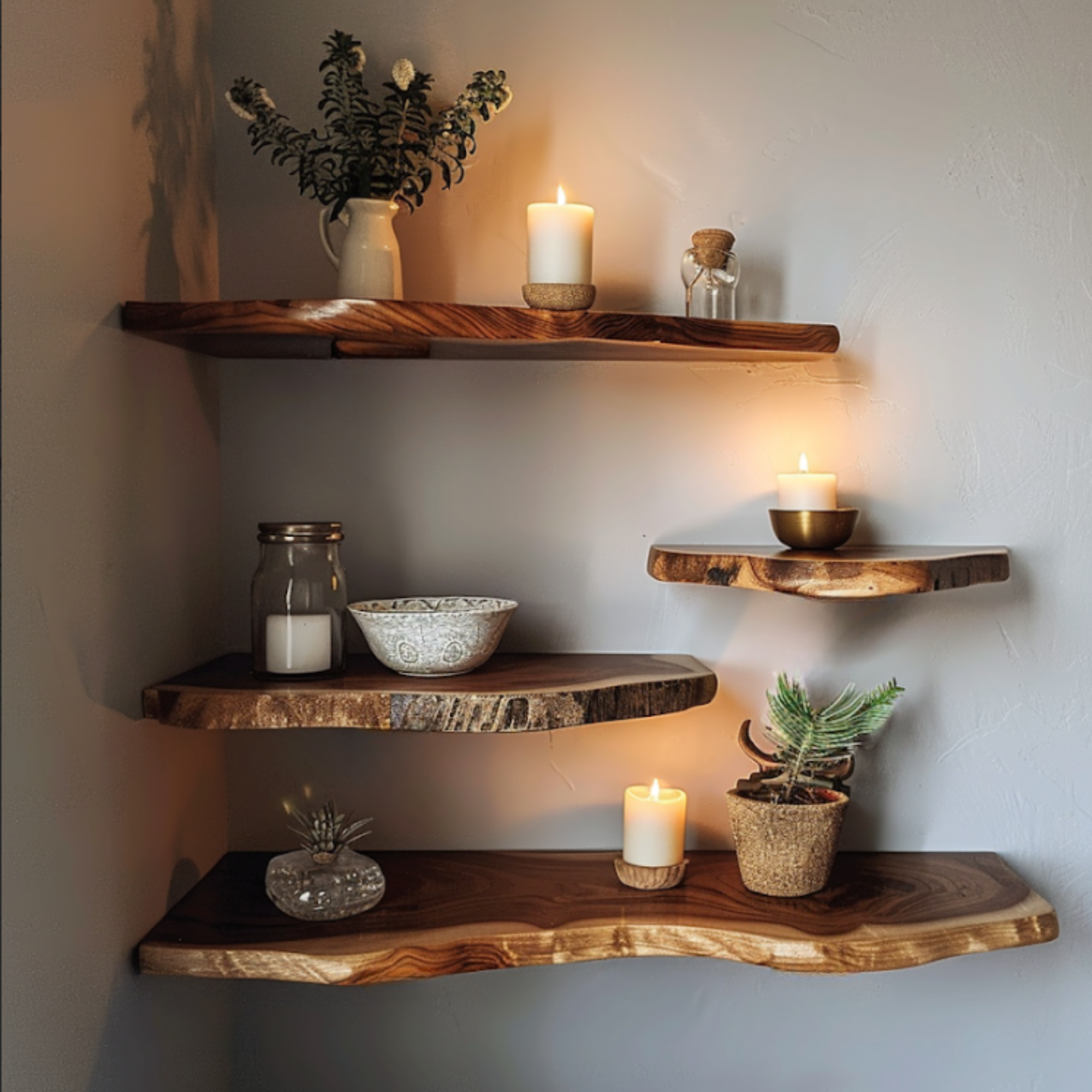 Rustic Live Edge Floating Shelves CTIFL25004