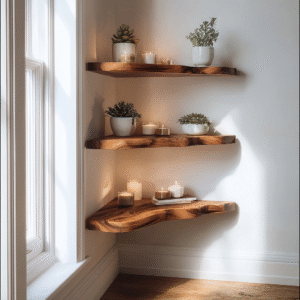 CTICN25004 Natural Grain Wooden Corner Shelf for Minimal and Rustic Rooms CTICN25004