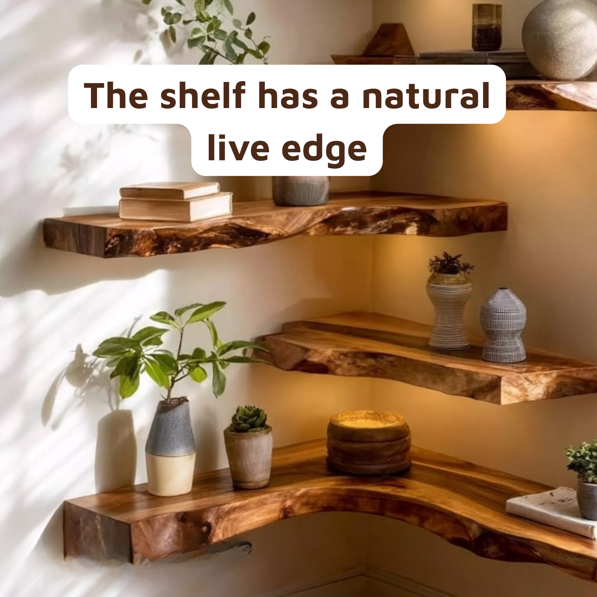 Live Edge Driftwood Carved Sculpture Corner Floating Shelf CTICN25001