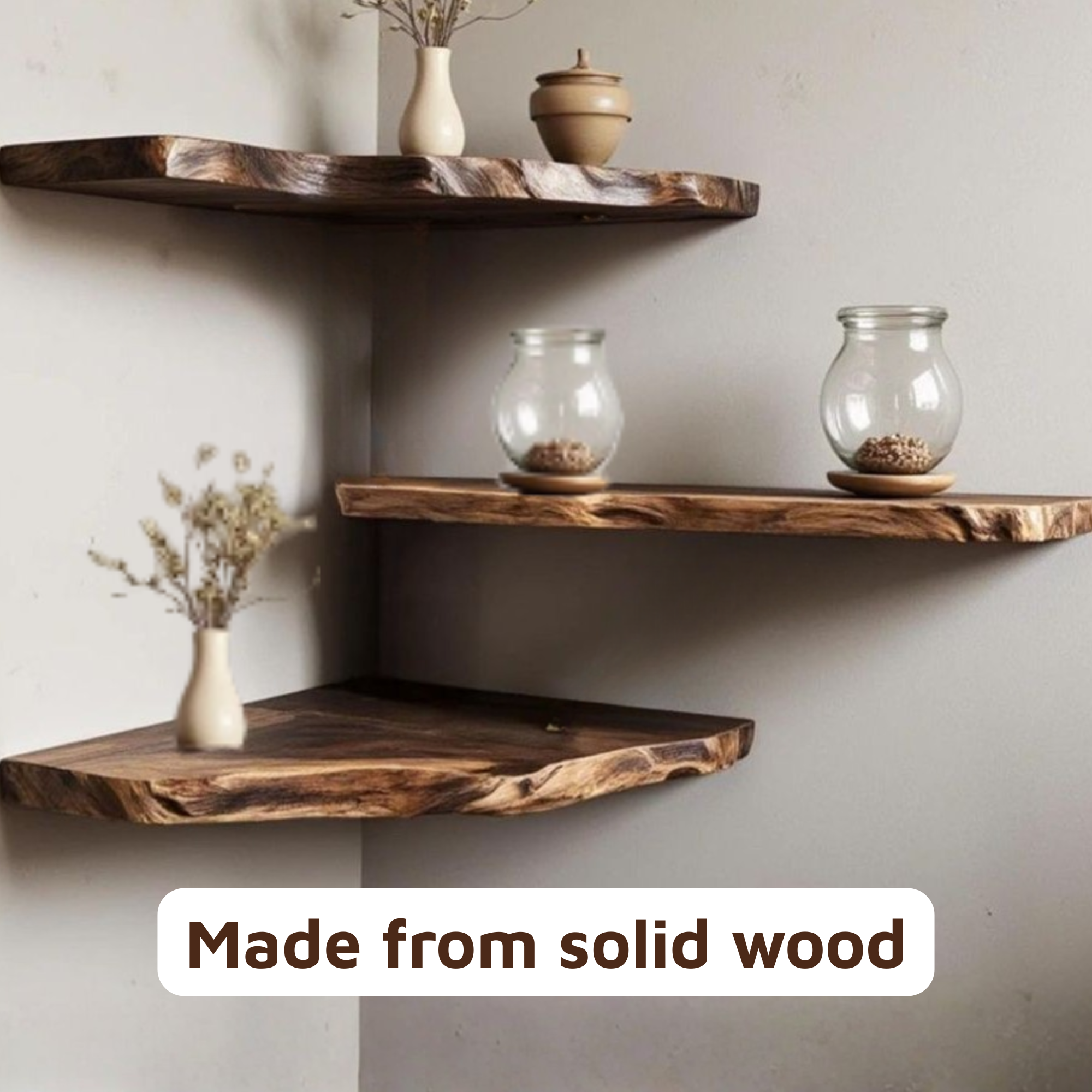 Live Edge Driftwood Carved Sculpture Corner Floating Shelf CTICN25003