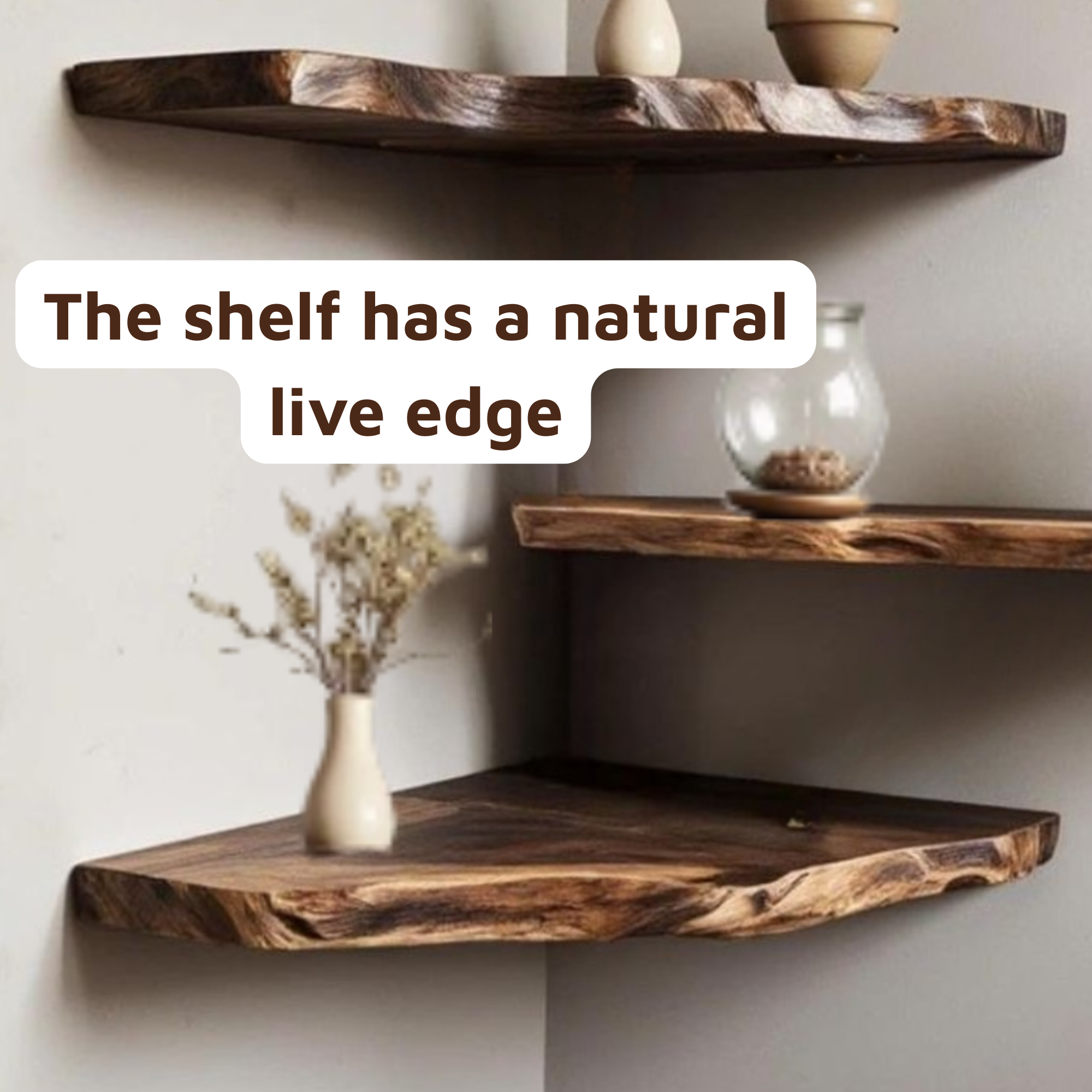 Live Edge Driftwood Carved Sculpture Corner Floating Shelf CTICN25003